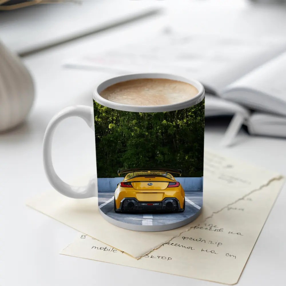 Subaru BRZ Yellow Wide Body Rear View – Mugs