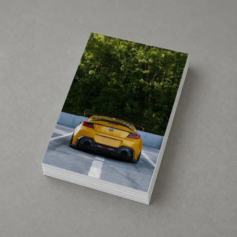 Subaru BRZ Yellow Wide Body Rear View – Postcards