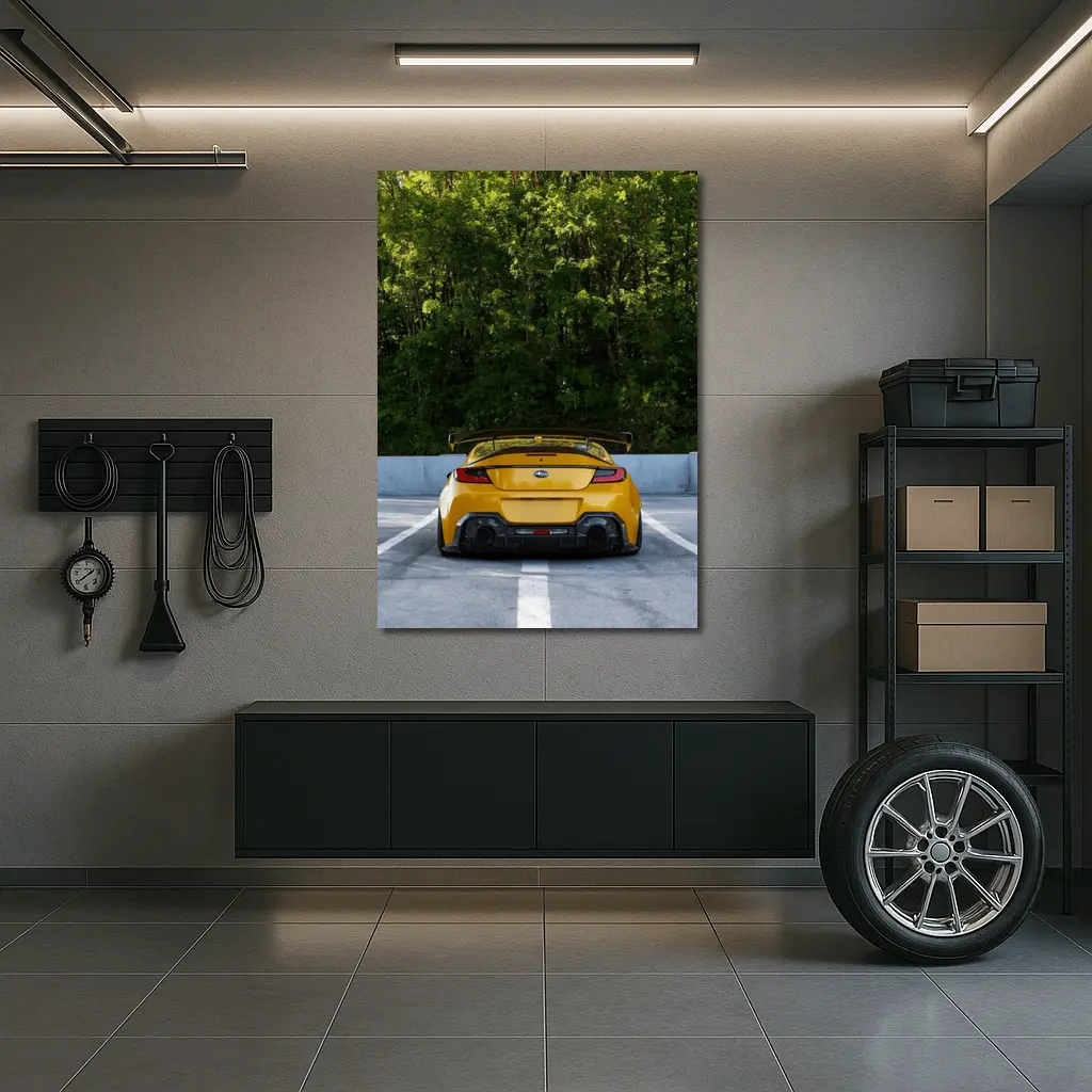 Subaru BRZ Yellow Wide Body Rear View – Wall Art