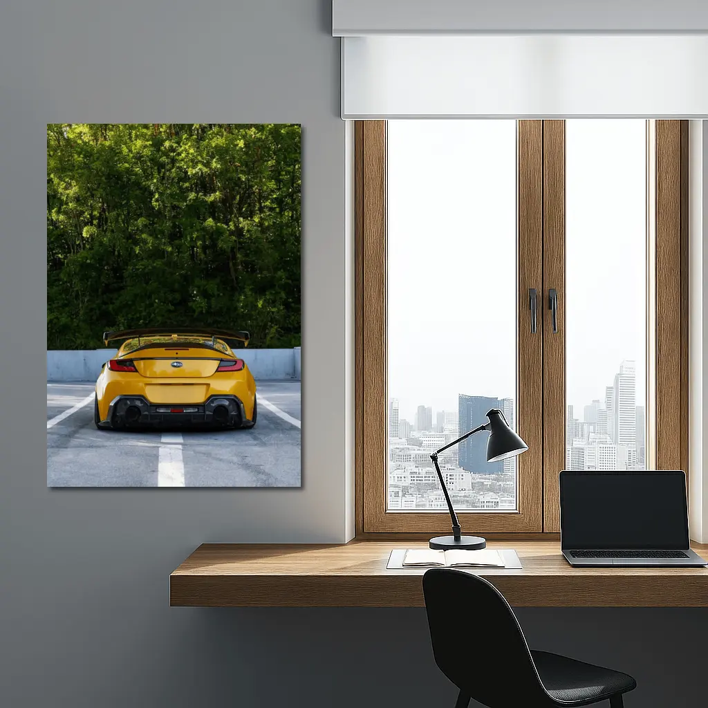 Subaru BRZ Yellow Wide Body Rear View – Wall Art