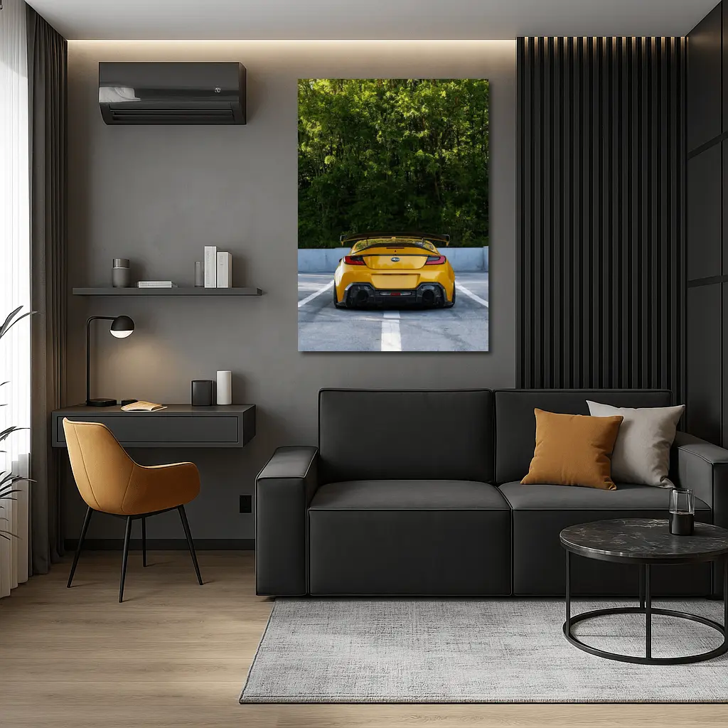 Subaru BRZ Yellow Wide Body Rear View – Wall Art