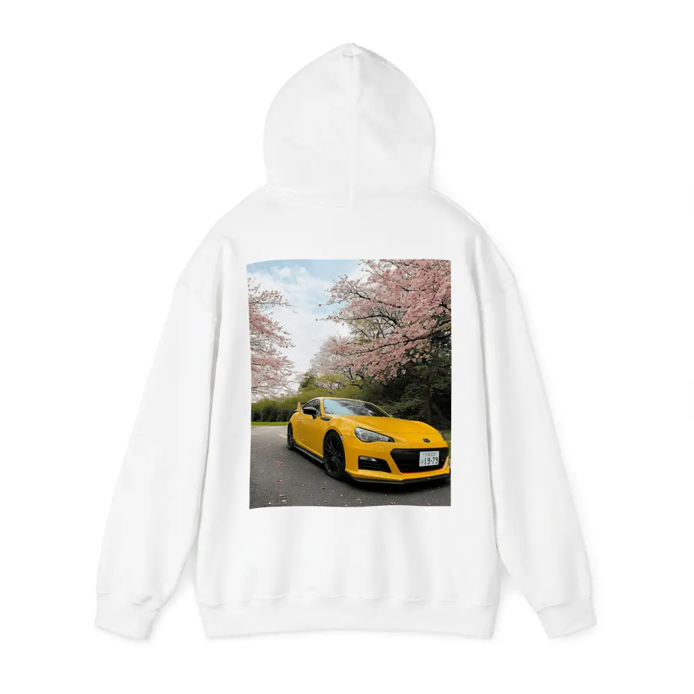 Yellow Subaru BRZ Under Cherry Blossoms – Hoodies