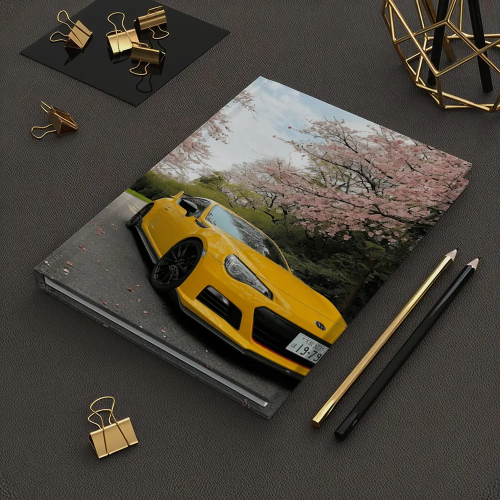 Yellow Subaru BRZ Under Cherry Blossoms – Notebooks