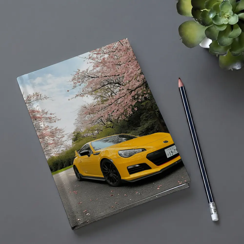 Yellow Subaru BRZ Under Cherry Blossoms – Notebooks