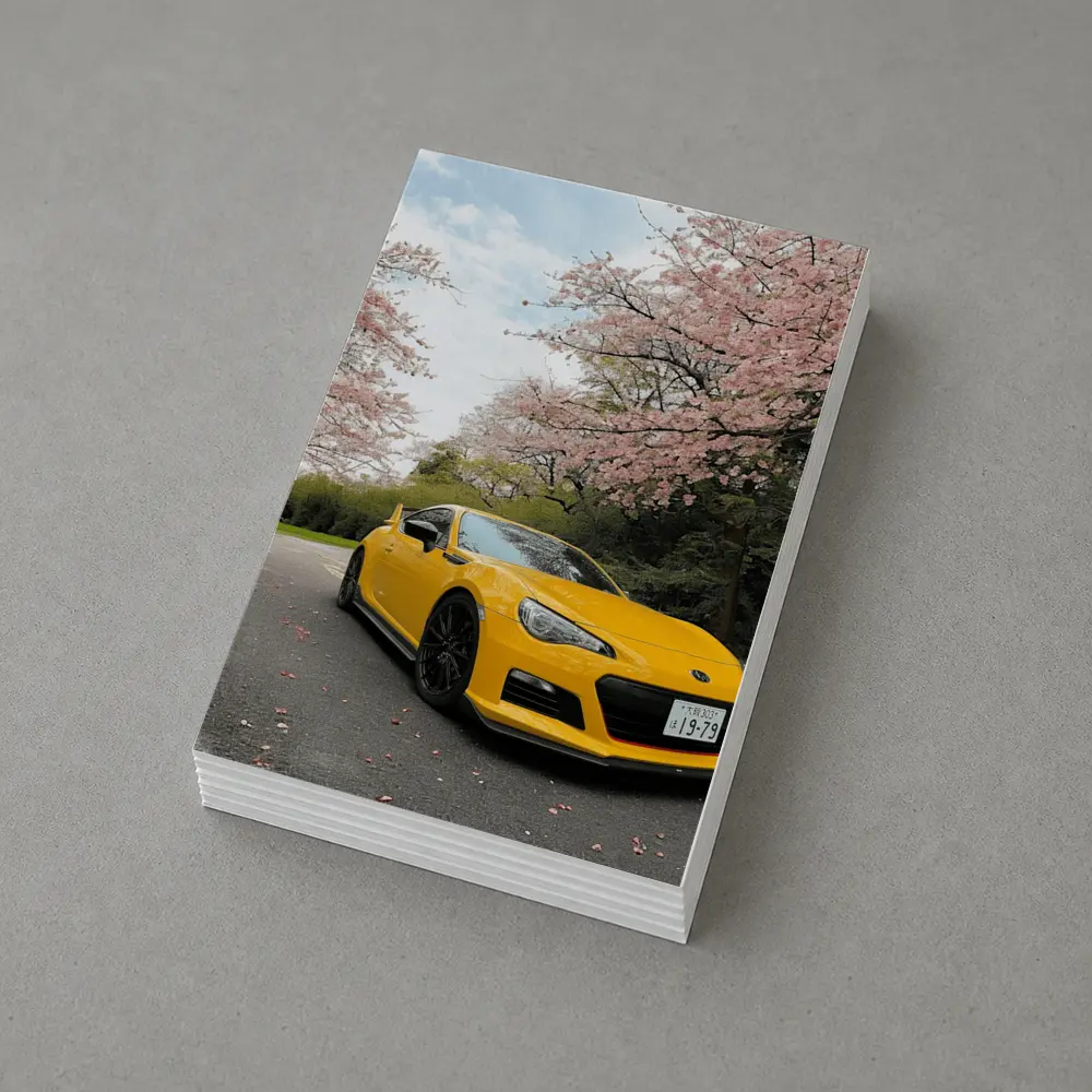 Yellow Subaru BRZ Under Cherry Blossoms – Postcards