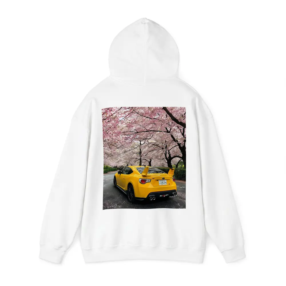 Yellow Subaru BRZ Under Cherry Blossoms – Hoodies
