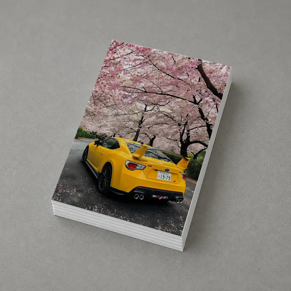 Yellow Subaru BRZ Under Cherry Blossoms – Postcards
