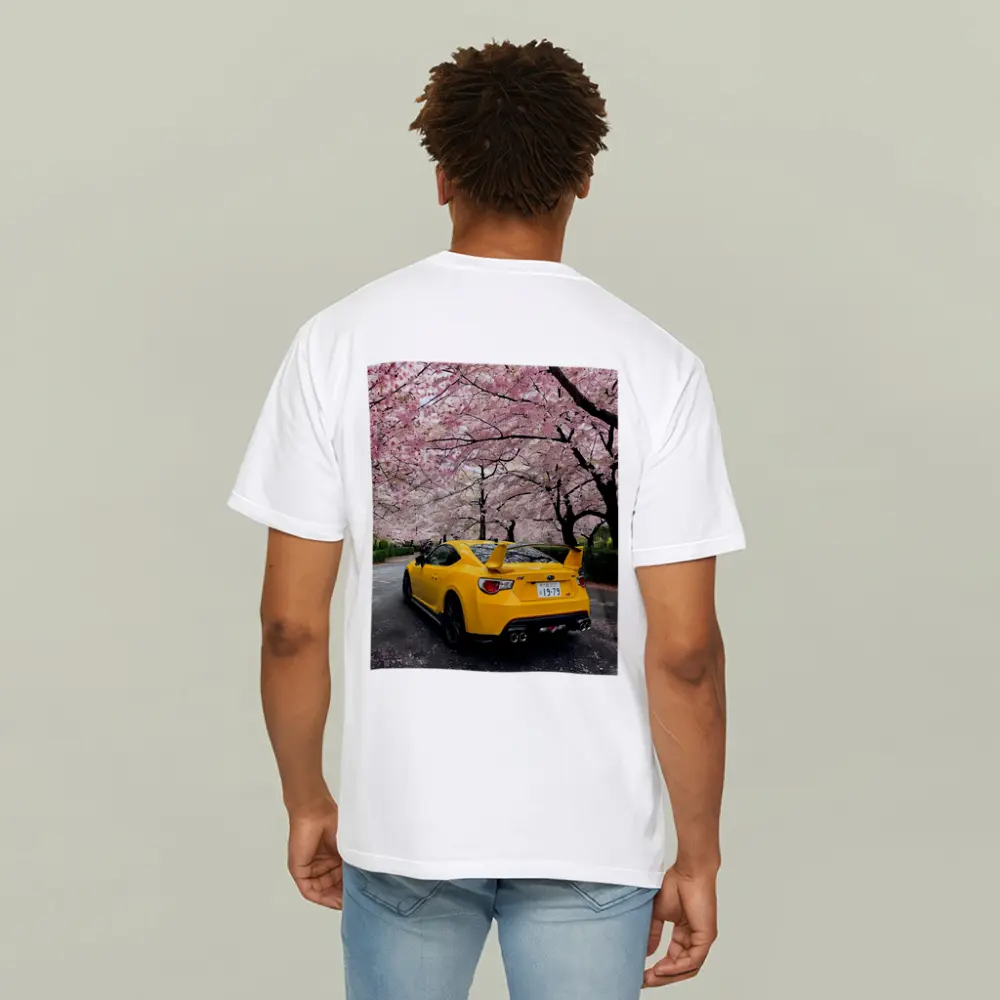 Yellow Subaru BRZ Under Cherry Blossoms – T-Shirts
