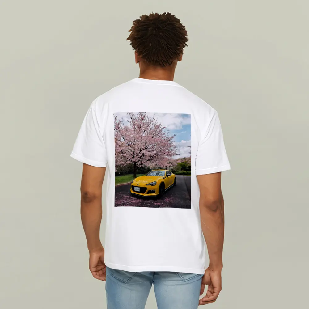 Subaru BRZ Yellow Under Cherry Blossoms – T-Shirts