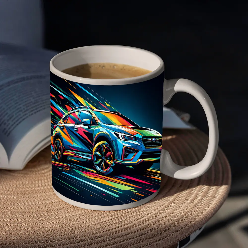 Subaru Crosstrek Colorful Abstract Speed Art – Mugs