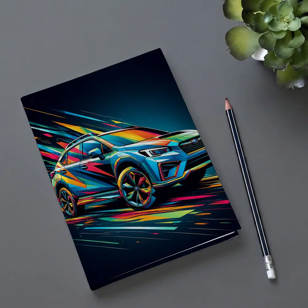 Subaru Crosstrek Colorful Abstract Speed Art – Notebooks