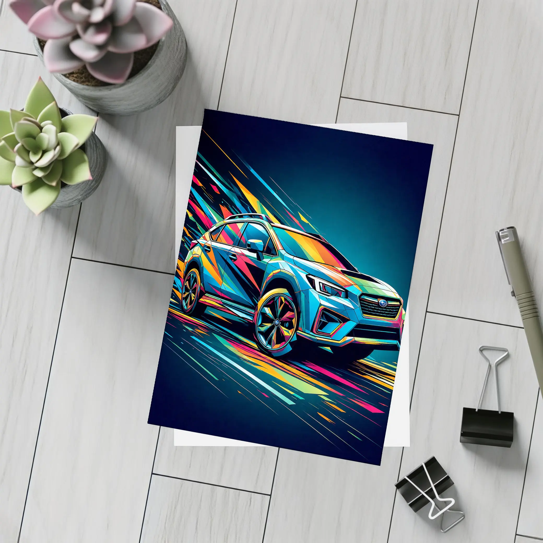 Subaru Crosstrek Colorful Abstract Speed Art – Postcards