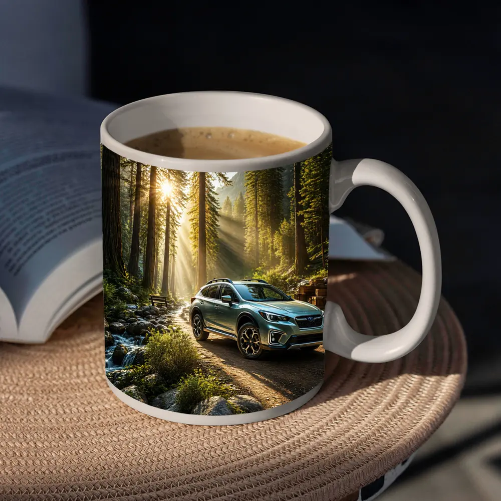 Subaru Crosstrek on Forest Mountain Trail – Mugs