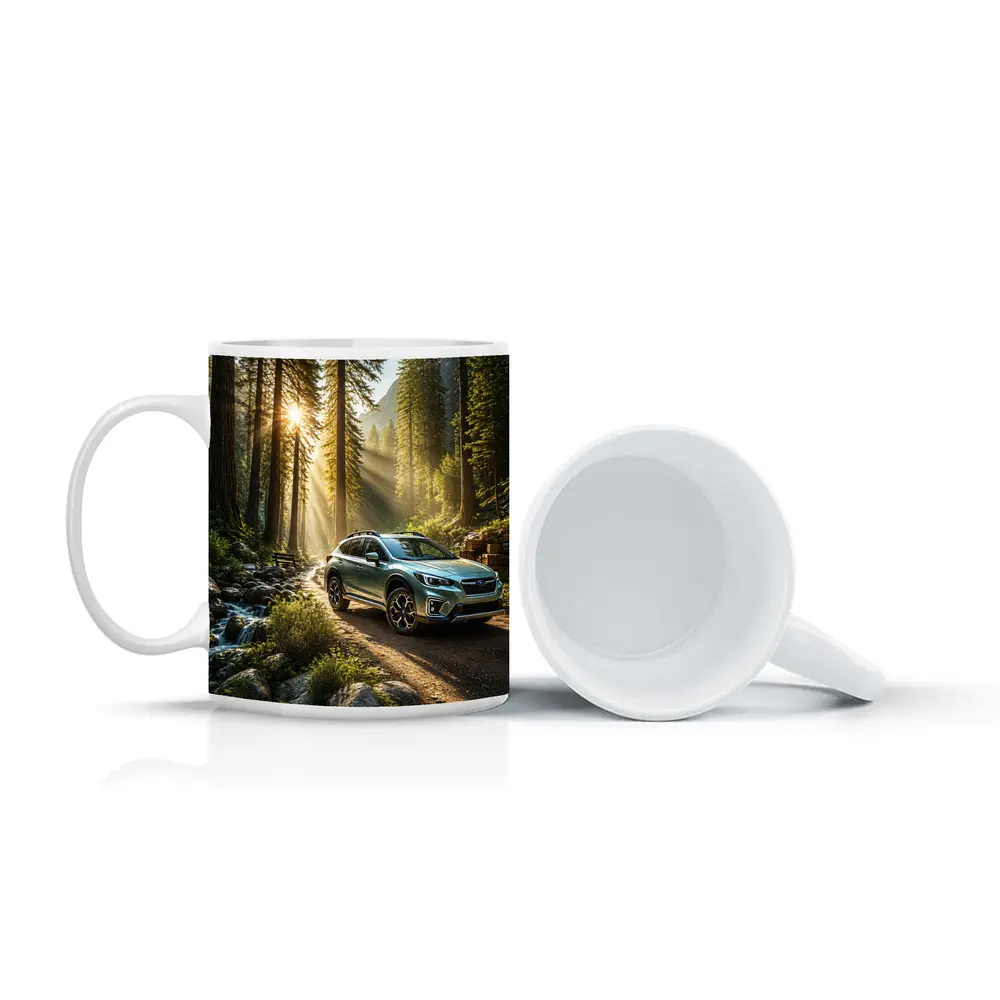 Subaru Crosstrek on Forest Mountain Trail – Mugs