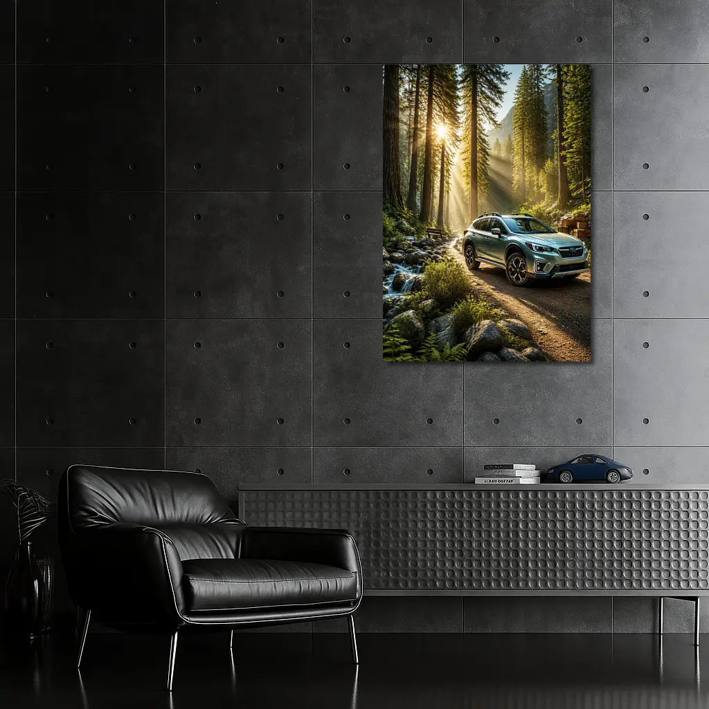 Subaru Crosstrek on Forest Mountain Trail – Wall Art