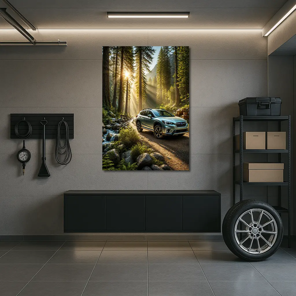 Subaru Crosstrek on Forest Mountain Trail – Wall Art