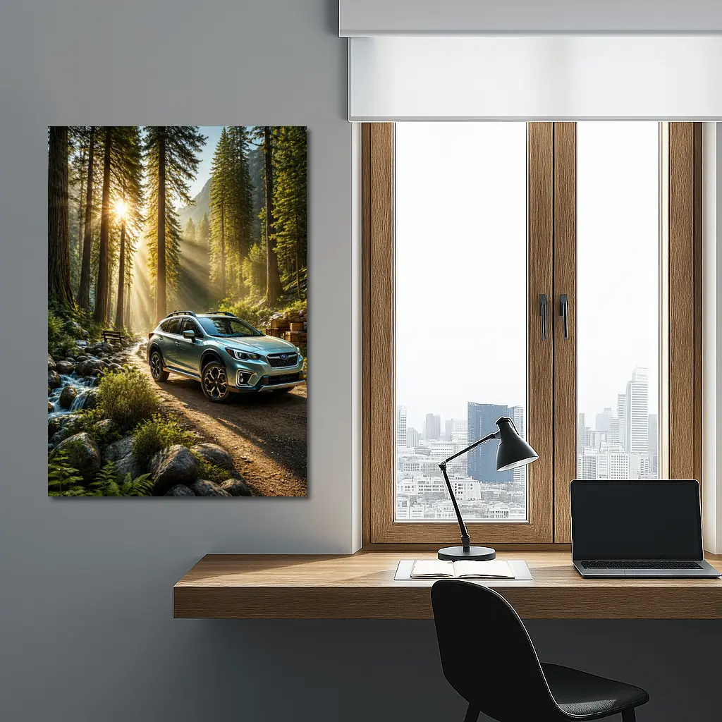 Subaru Crosstrek on Forest Mountain Trail – Wall Art