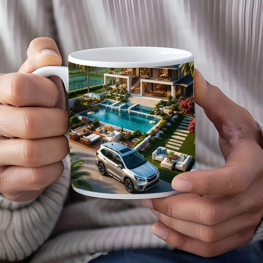 Subaru Forester Parked At Luxury Villa – Mugs