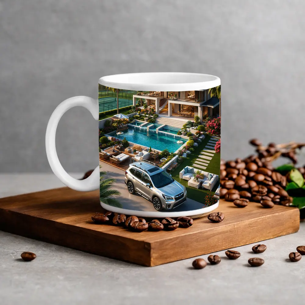 Subaru Forester Parked At Luxury Villa – Mugs