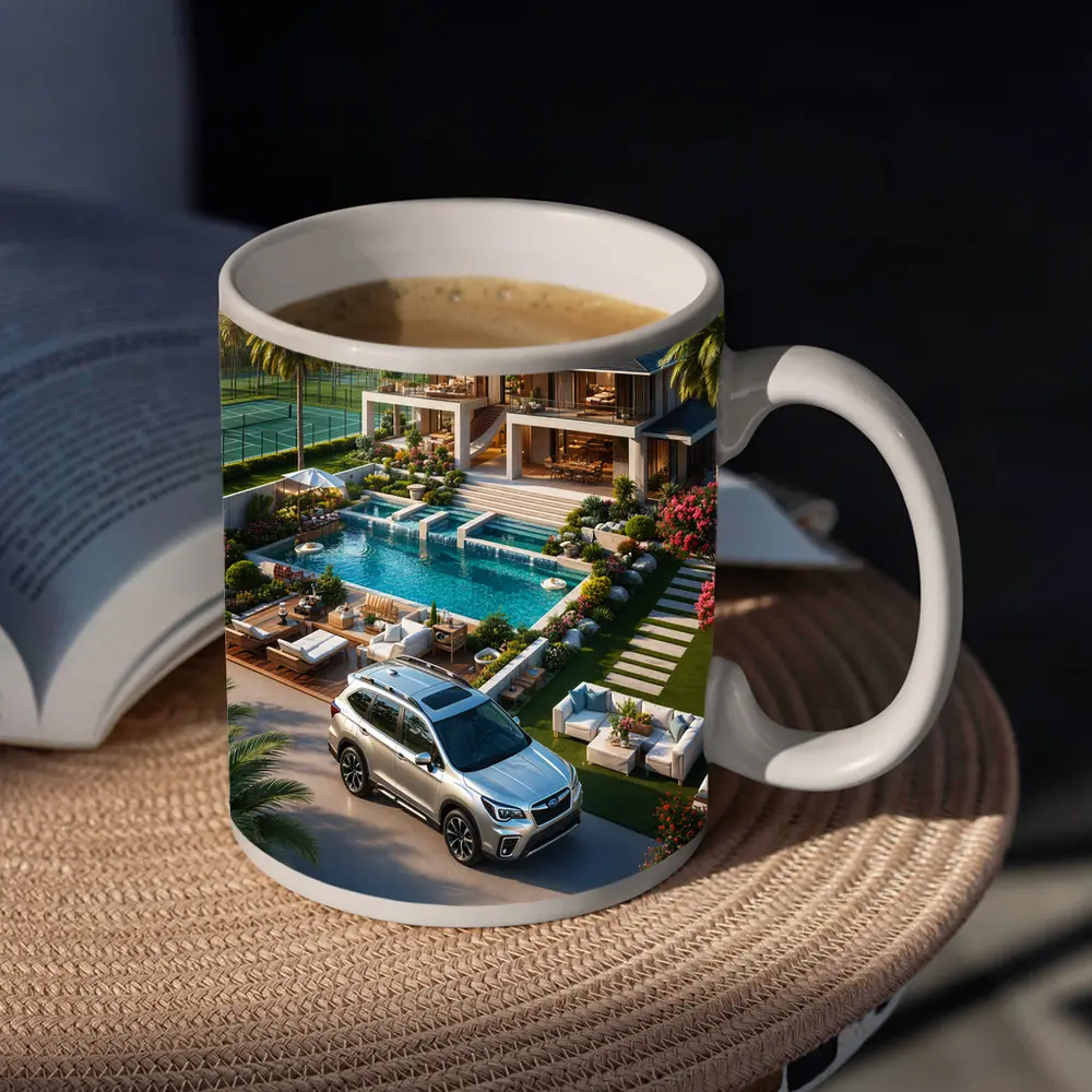 Subaru Forester Parked At Luxury Villa – Mugs