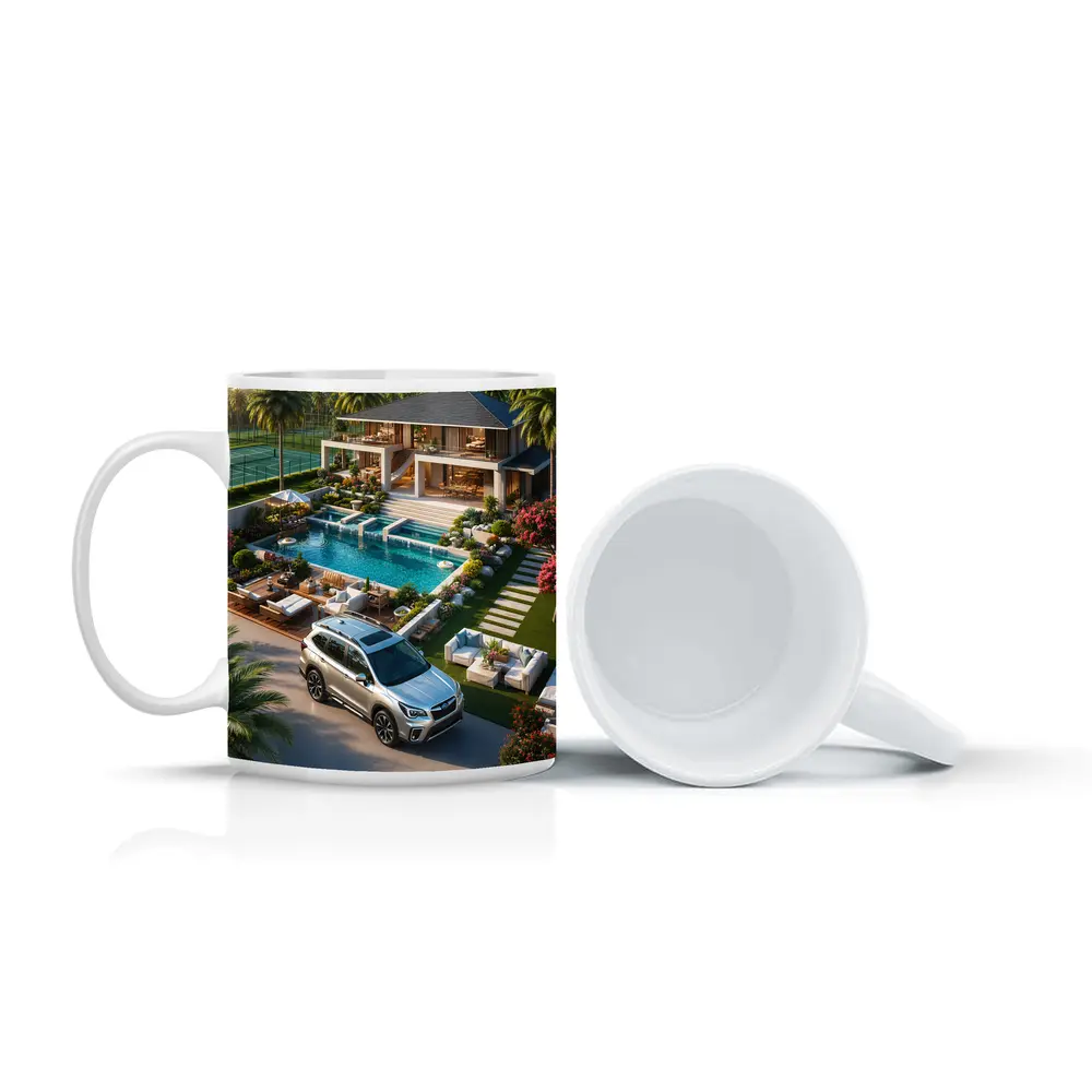 Subaru Forester Parked At Luxury Villa – Mugs