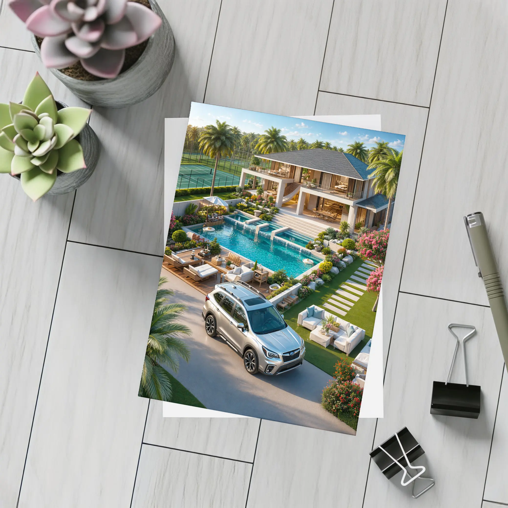 Subaru Forester Parked At Luxury Villa – Postcards