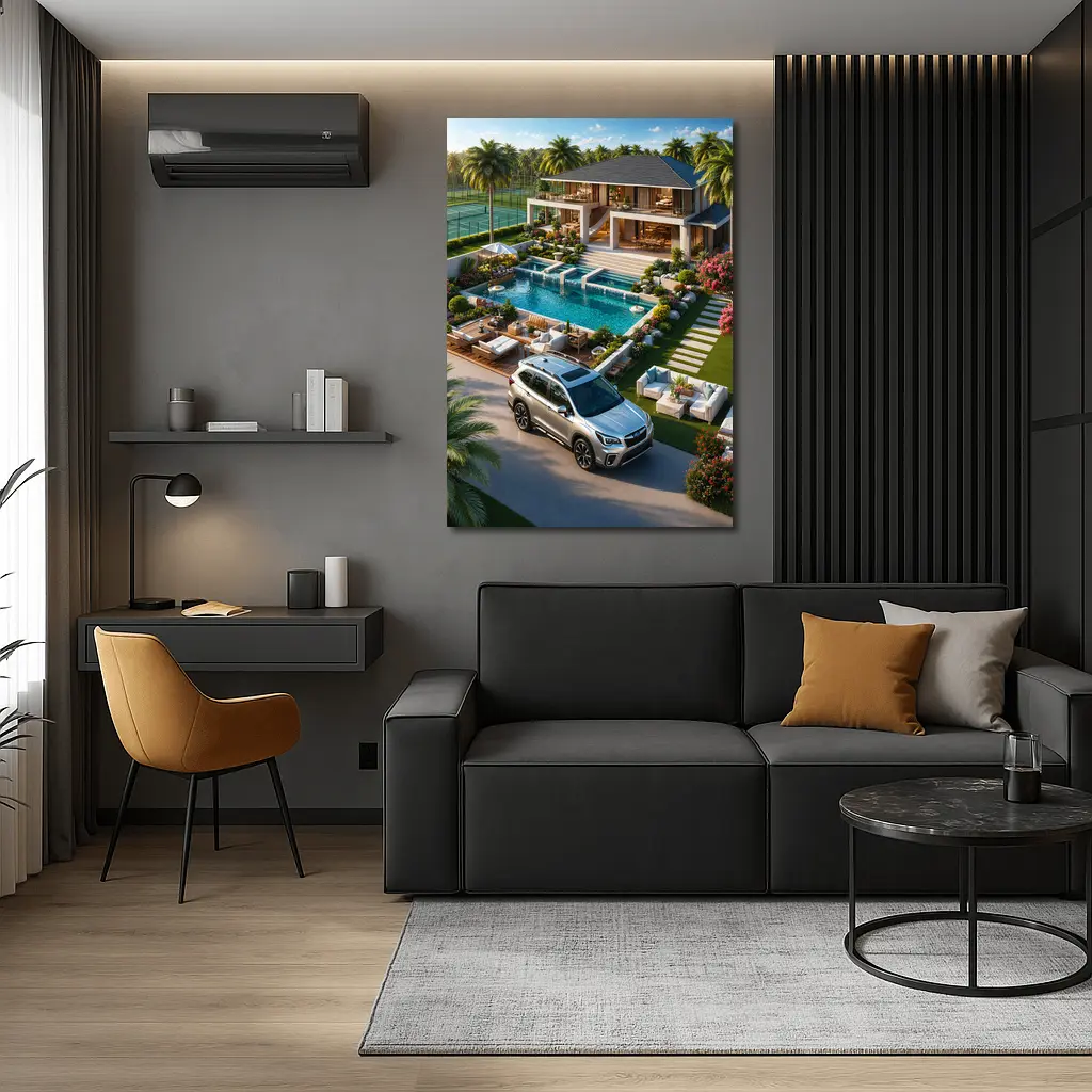 Subaru Forester Parked At Luxury Villa – Wall Art