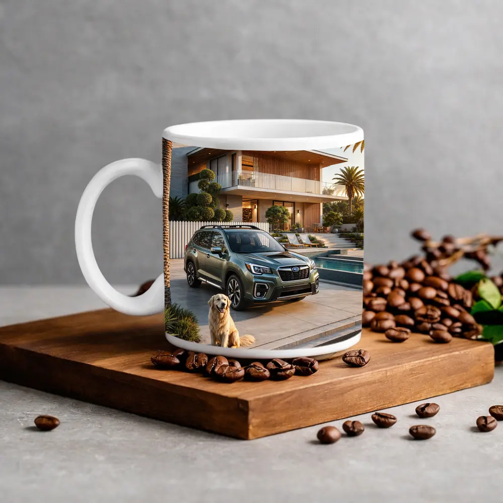 Subaru Forester Green SUV Luxury Home Driveway – Mugs