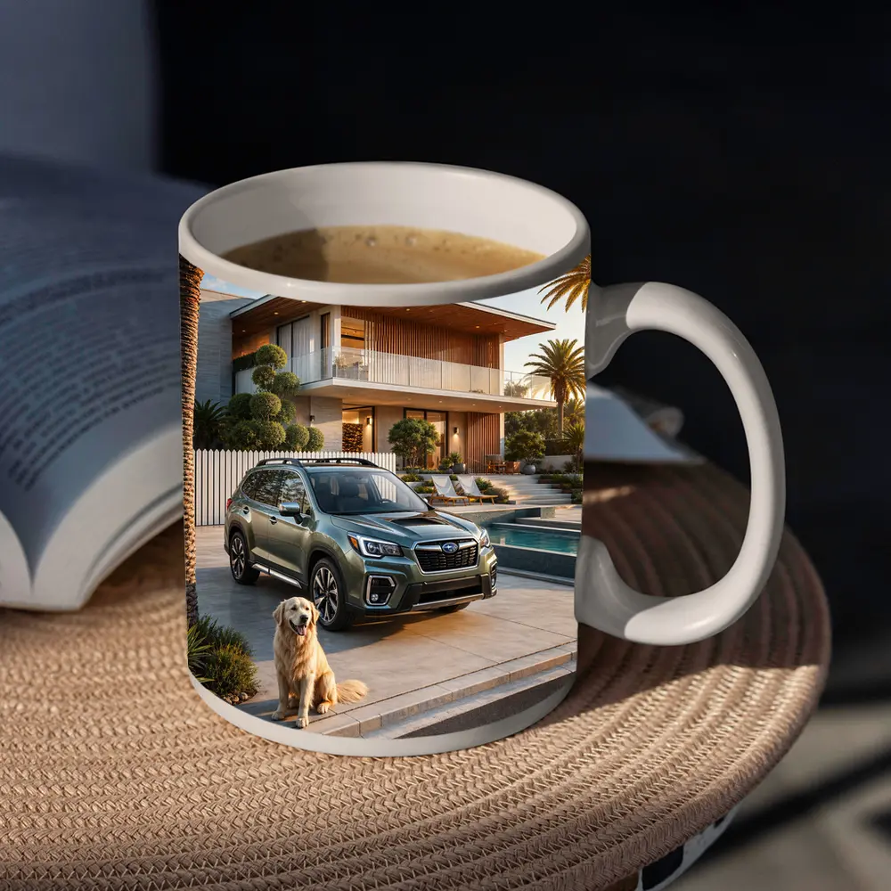 Subaru Forester Green SUV Luxury Home Driveway – Mugs