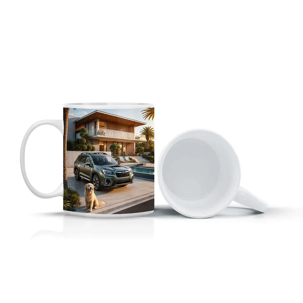 Subaru Forester Green SUV Luxury Home Driveway – Mugs