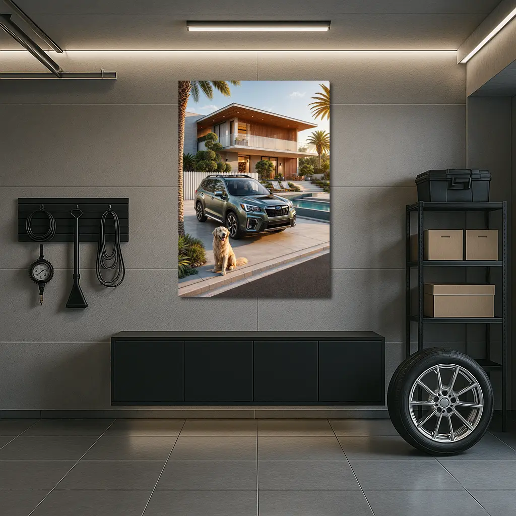 Subaru Forester Green SUV Luxury Home Driveway – Wall Art