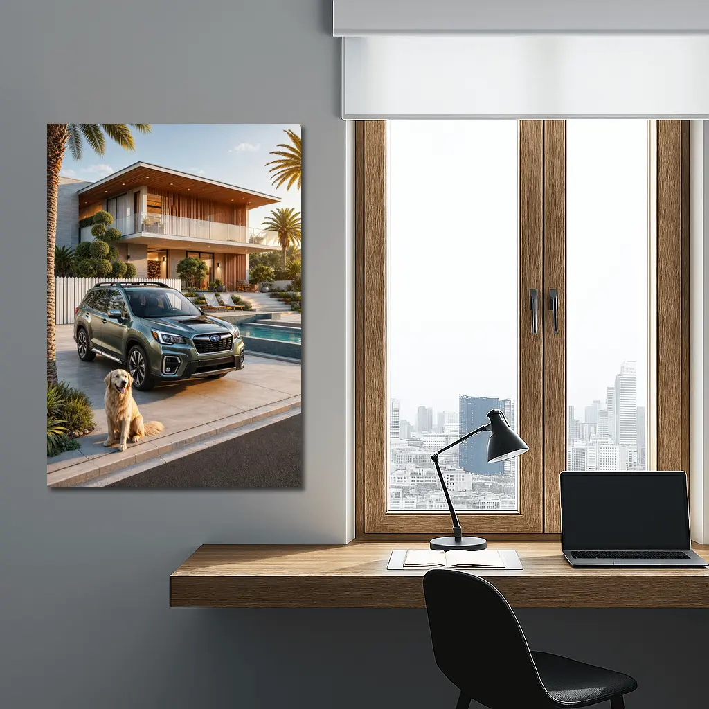 Subaru Forester Green SUV Luxury Home Driveway – Wall Art