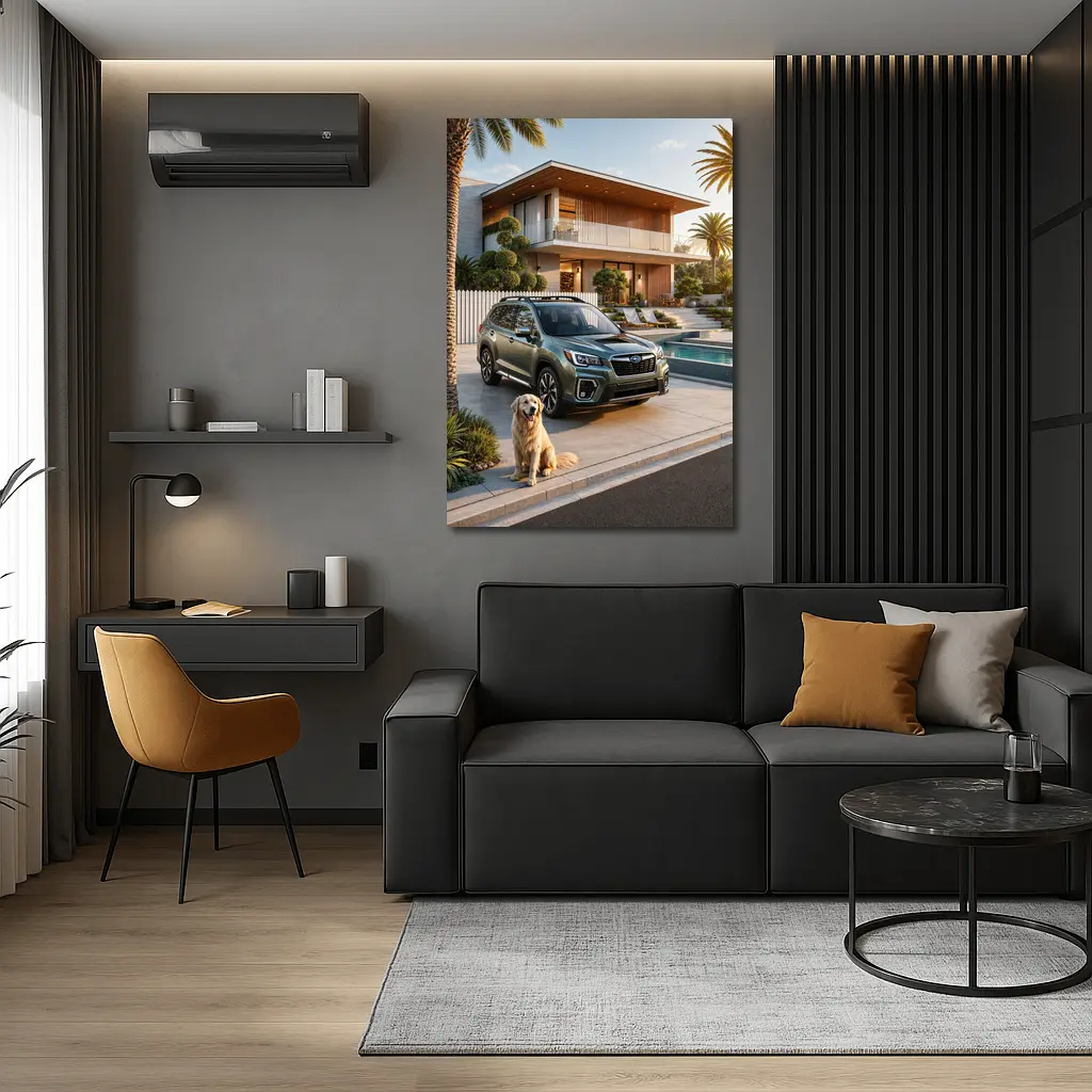 Subaru Forester Green SUV Luxury Home Driveway – Wall Art