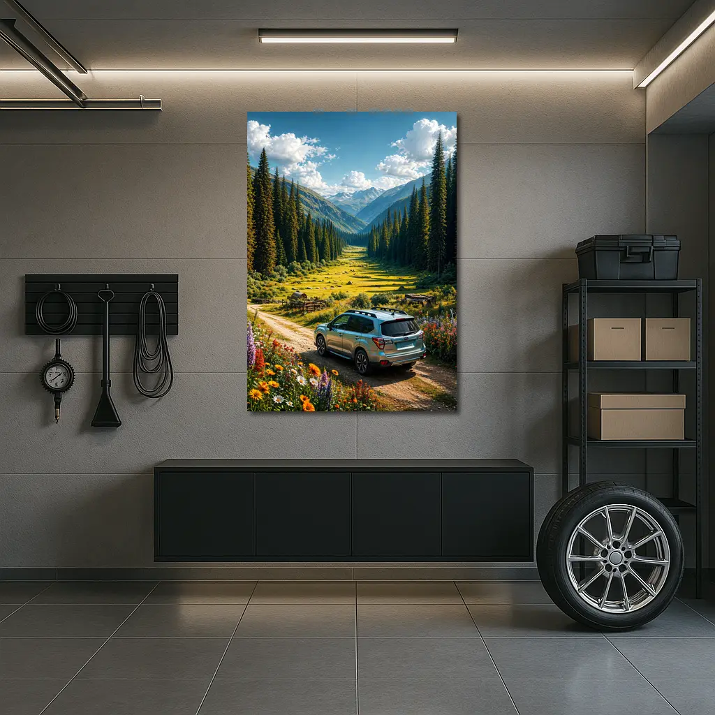 Subaru Forester Mountain Valley Dirt Road – Wall Art