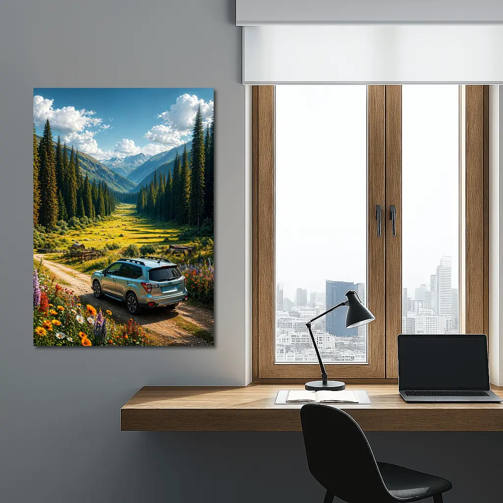 Subaru Forester Mountain Valley Dirt Road – Wall Art