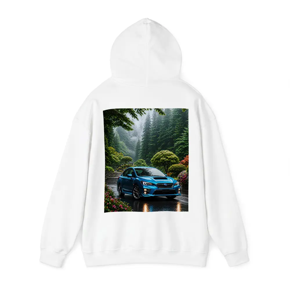 Subaru Impreza WRX Blue Rainy Forest Road – Hoodies