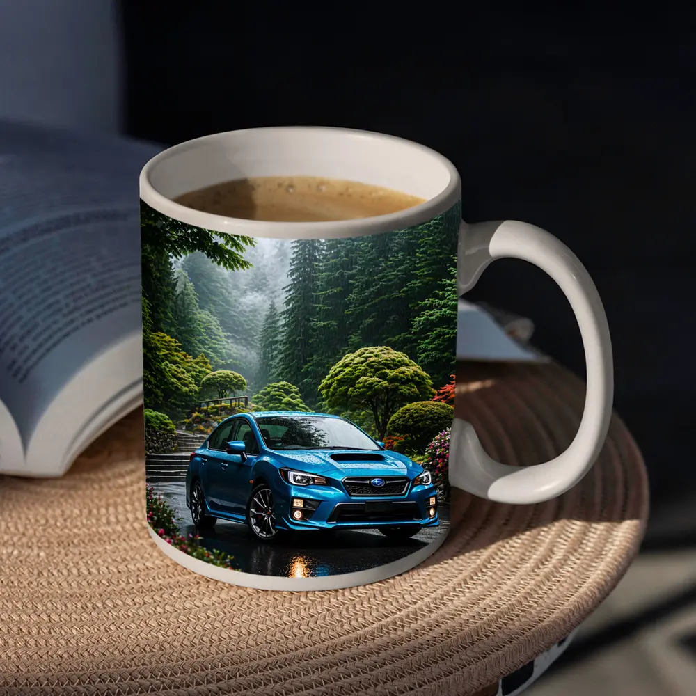 Subaru Impreza WRX Blue Rainy Forest Road – Mugs