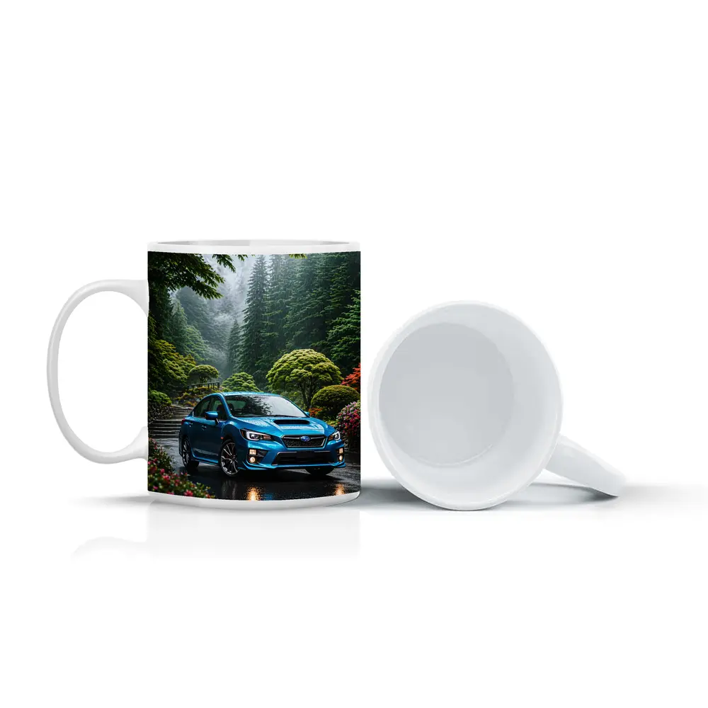 Subaru Impreza WRX Blue Rainy Forest Road – Mugs