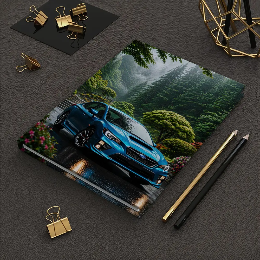 Subaru Impreza WRX Blue Rainy Forest Road – Notebooks