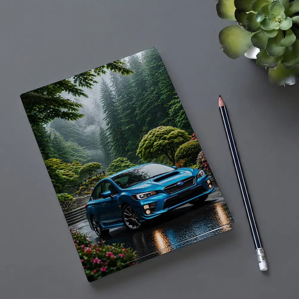 Subaru Impreza WRX Blue Rainy Forest Road – Notebooks