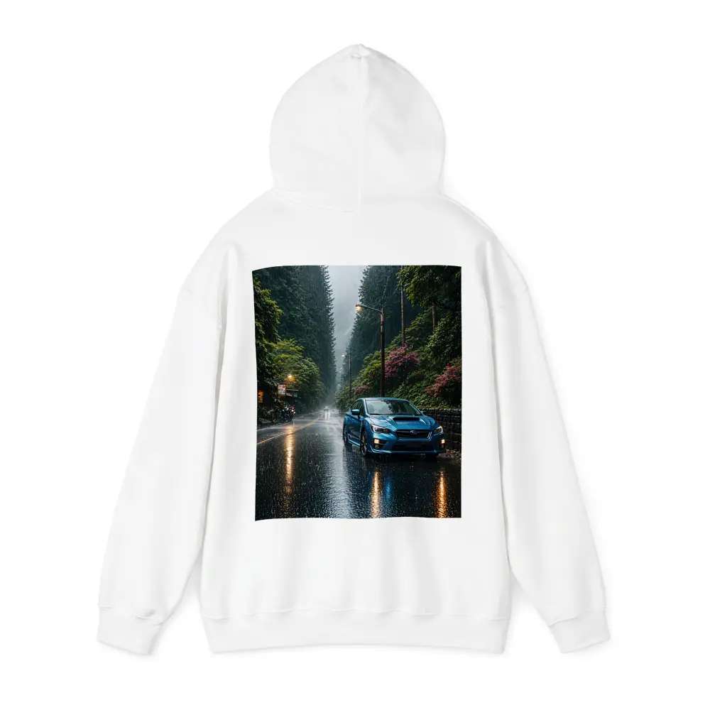 Subaru Impreza WRX Blue Rainy Forest Road – Hoodies