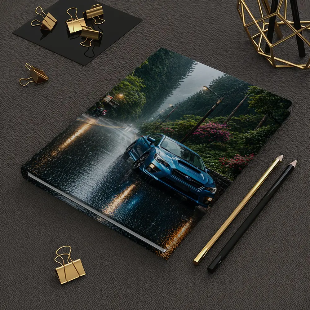 Subaru Impreza WRX Blue Rainy Forest Road – Notebooks