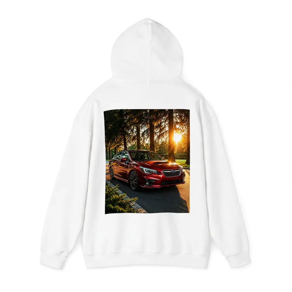 Subaru Legacy Red Sedan Sunset Forest – Hoodies