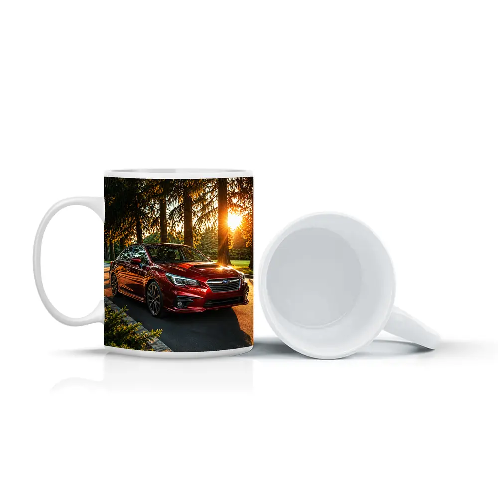 Subaru Legacy Red Sedan Sunset Forest – Mugs