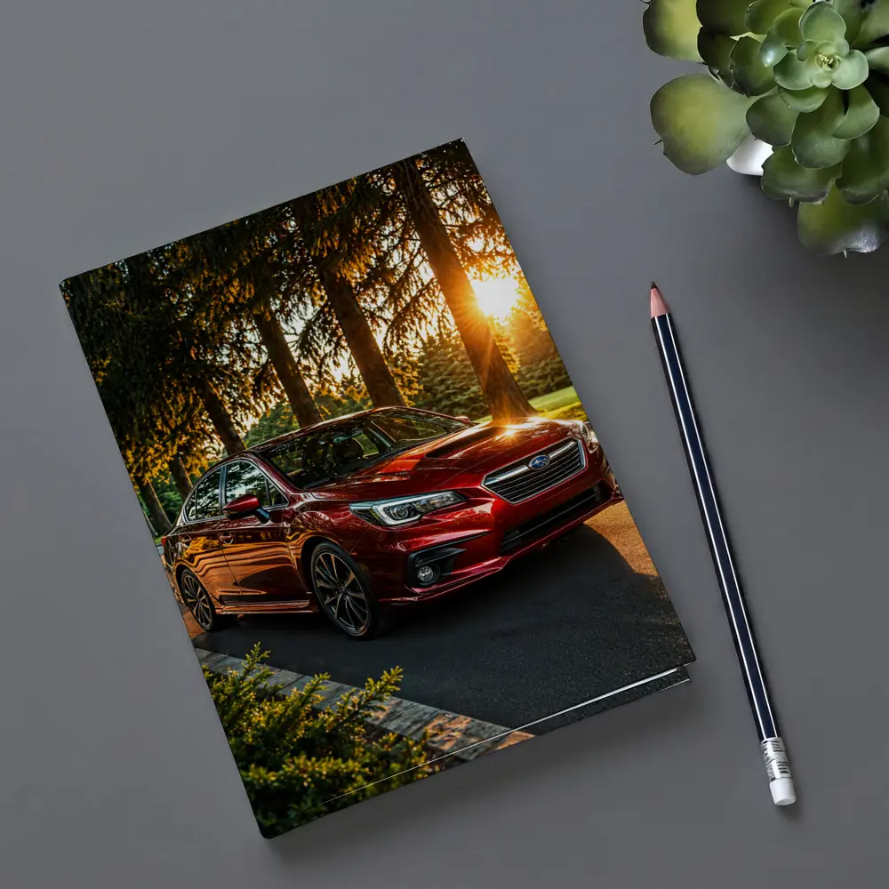 Subaru Legacy Red Sedan Sunset Forest – Notebooks