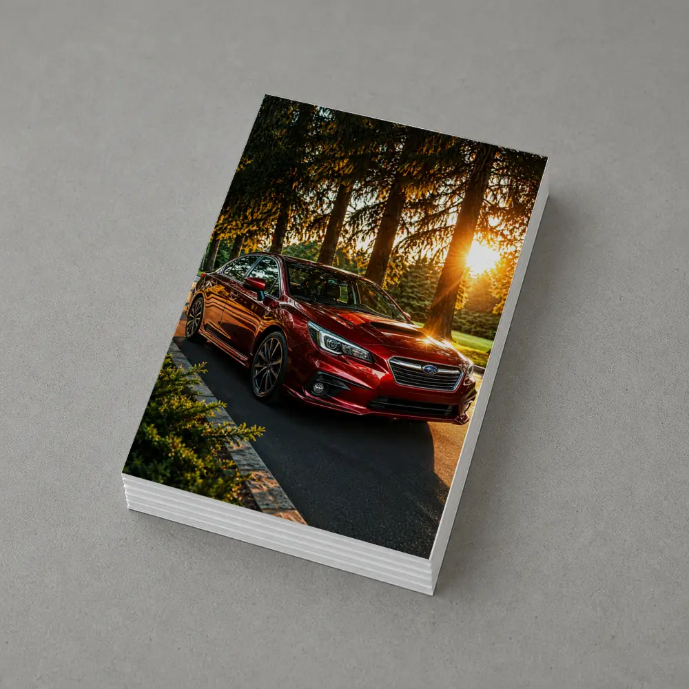 Subaru Legacy Red Sedan Sunset Forest – Postcards