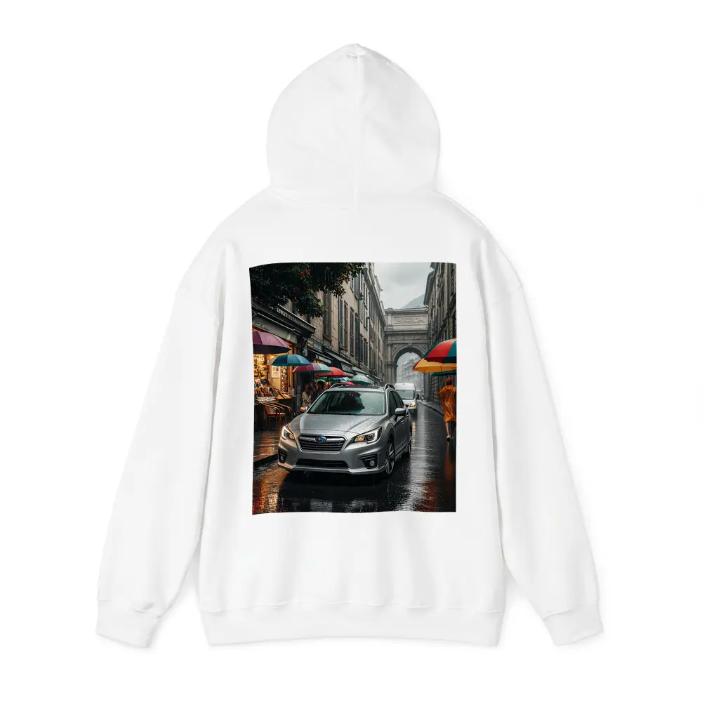 Subaru Legacy Silver Rainy City Street – Hoodies