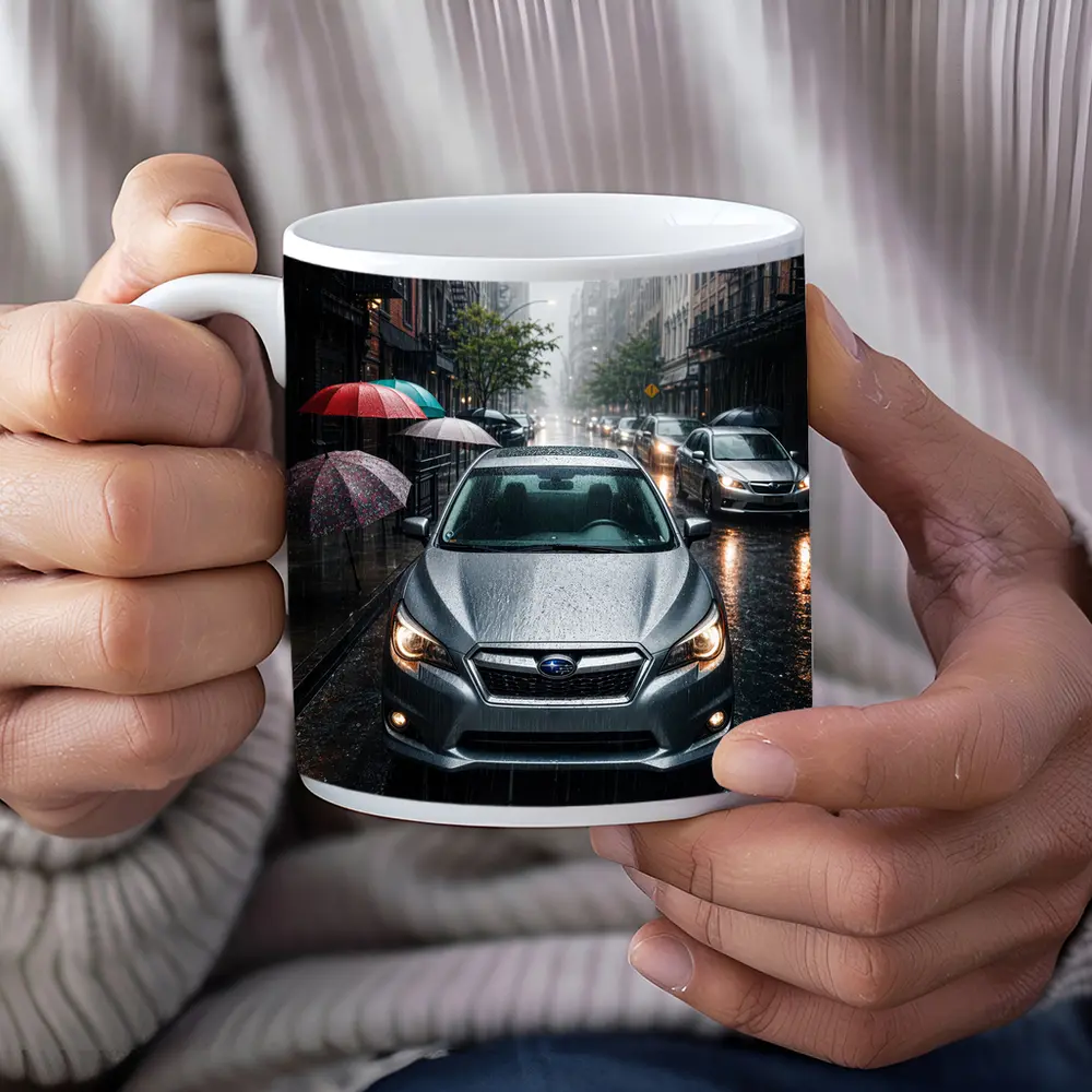 Subaru Impreza WRX Rainy City Street – Mugs