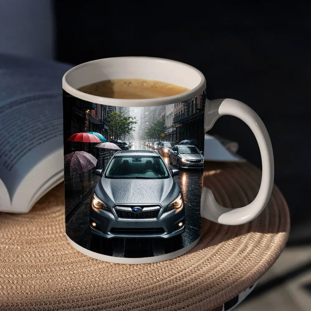 Subaru Impreza WRX Rainy City Street – Mugs