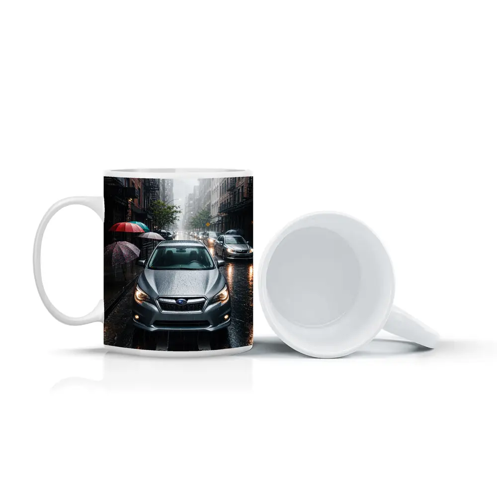 Subaru Impreza WRX Rainy City Street – Mugs